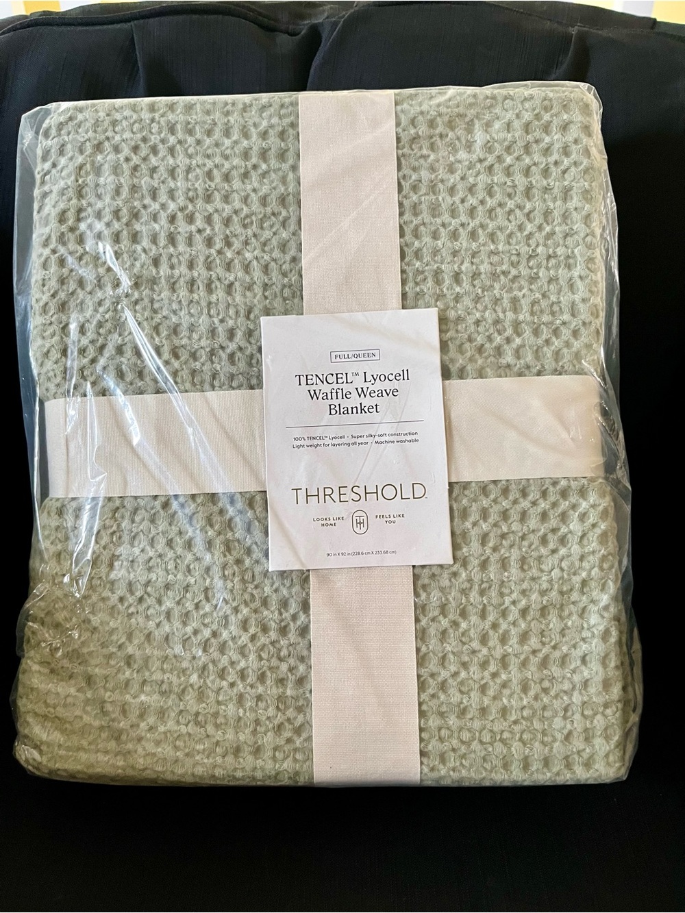 Threshold Waffle Weave Blanket in Sage Green